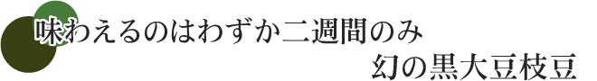 味わえるのはわずか二週間のみ 幻の黒大豆枝豆