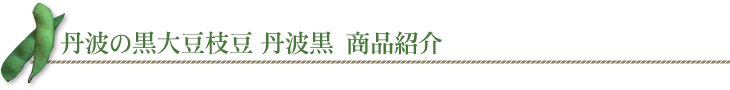 丹波の黒大豆枝豆 丹波黒　商品紹介