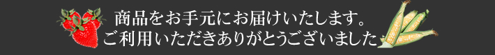 商品をお手元にお届けいたします。ご利用いただきありがとうございました。