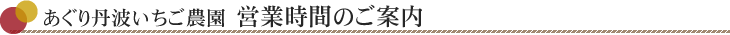 あぐり丹波いちご農園　営業時間のご案内